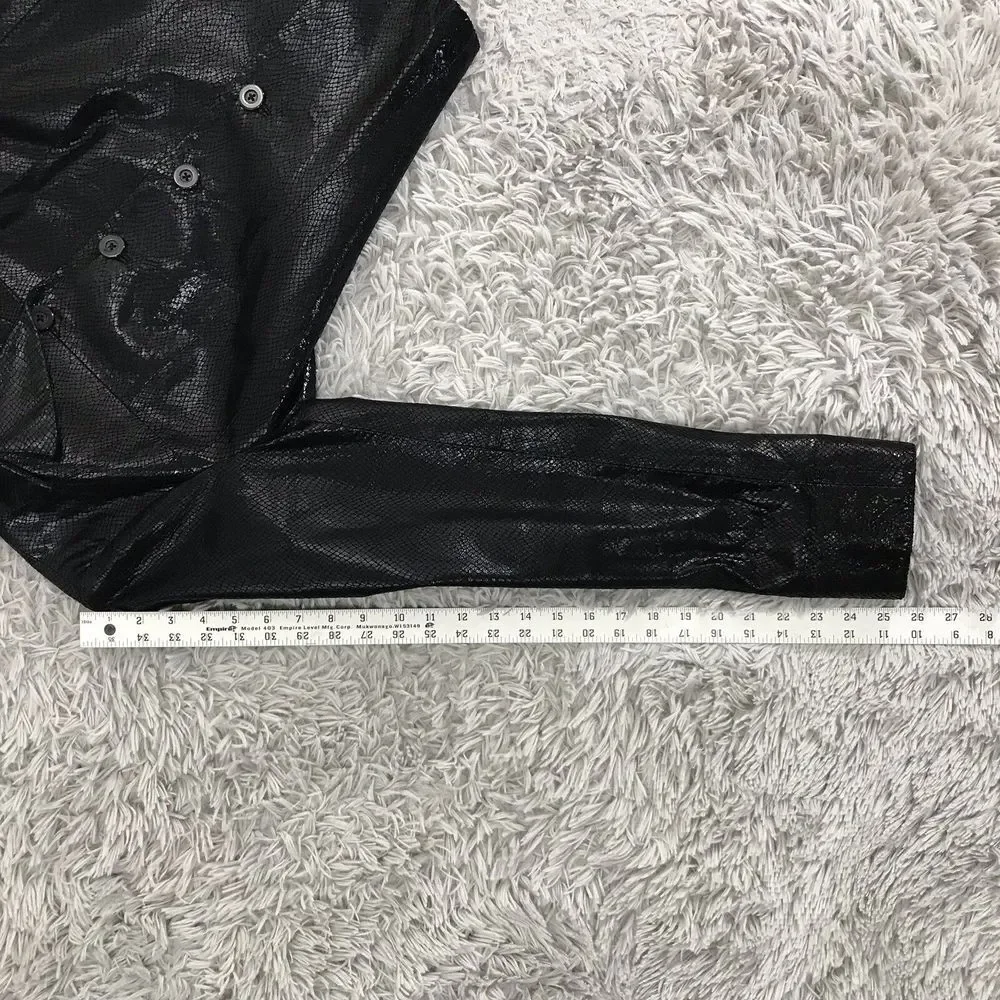 Cache Vintage Black Snakeskin Embossed Leather Jacket Womens 6 Button Front Coat